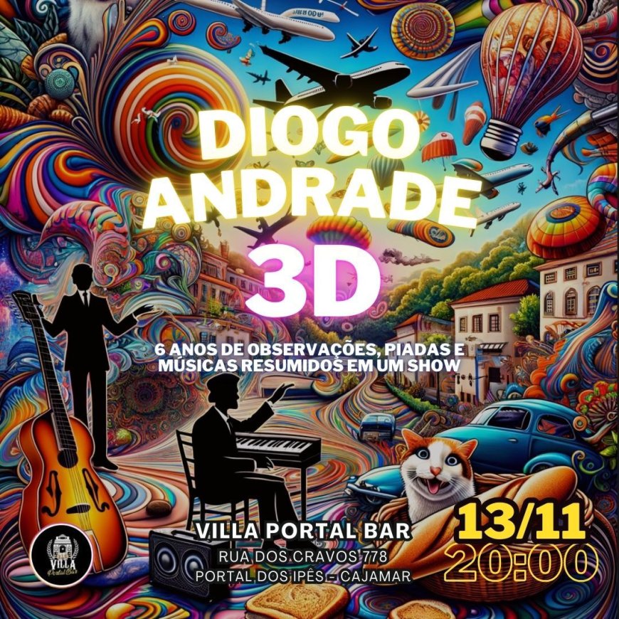 Diogo Andrade apresenta o show “Diogo Andrade 3D” com entrada gratuita em Cajamar