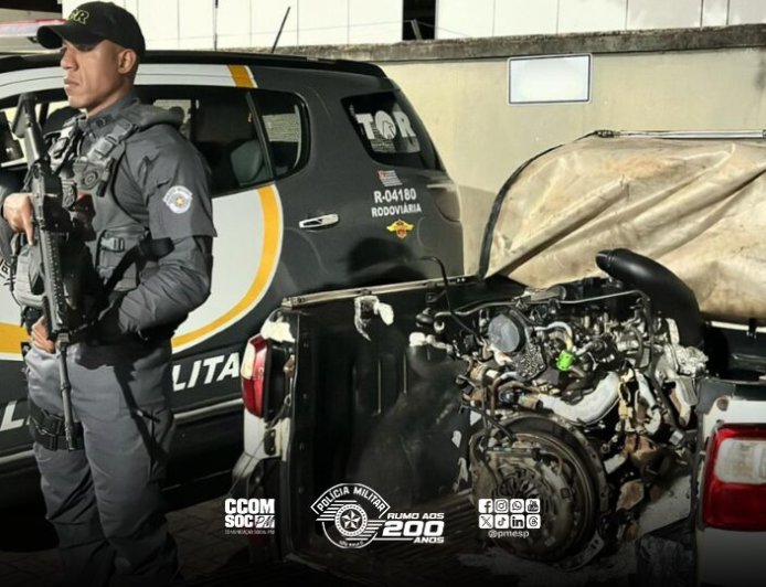 TOR flagra dupla transportando motor ilegal na rodovia dos Bandeirantes