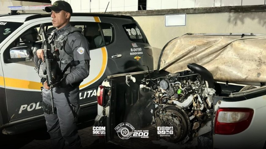 TOR flagra dupla transportando motor ilegal na rodovia dos Bandeirantes